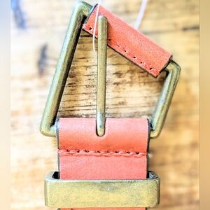 We The Free Free People Leather Belt XS/S Burnt Orange Boho Brass Buckle